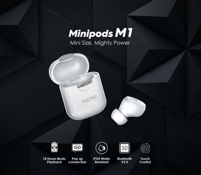 Гарнітура TECNO Minipods M1 Mono White