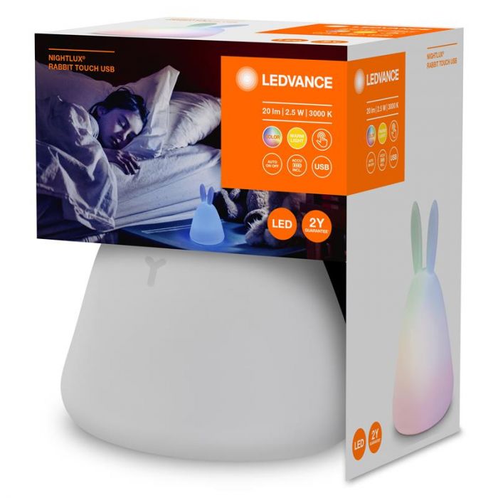 Нічний світильник LEDVANCE NIGHTLUX TOUCH LED 2,5W Rabbit, micro-USB, RGBW