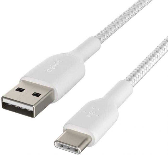 Кабель Belkin USB-A - USB-С, BRAIDED, 1m, white