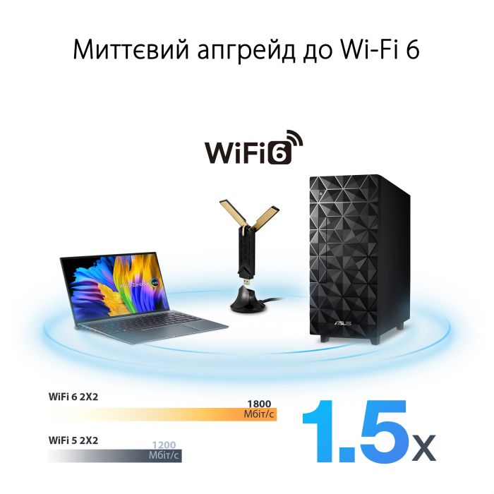 WiFi-адаптер ASUS USB-AX56 AX1800 USB 3.0 WPA3 MU-MIMO OFDMA подовжувач-підставка