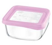 Контейнер Bormioli Rocco Frigoverre квадр. з рожевою кришкою, 15*15 см, 750 мл Контейнер Bormioli Rocco Frigoverre квадр. з рожевою кришкою, 15*15 см, 750 мл