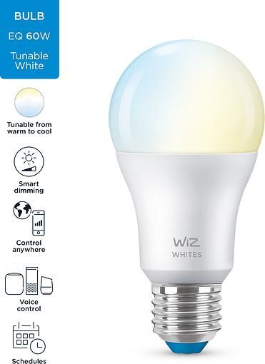 Лампа розумна WiZ, E27, 8W, 60W, 806Lm, A60, 2700-6500K, Wi-Fi