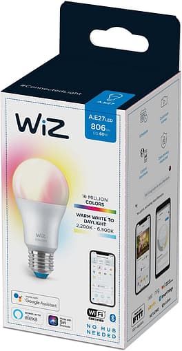 Лампа розумна WiZ, E27, 8W, 60W, 806Lm, A60, 2200-6500K, RGB, Wi-Fi