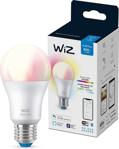 Лампа розумна WiZ, E27, 8W, 60W, 806Lm, A60, 2200-6500K, RGB, Wi-Fi