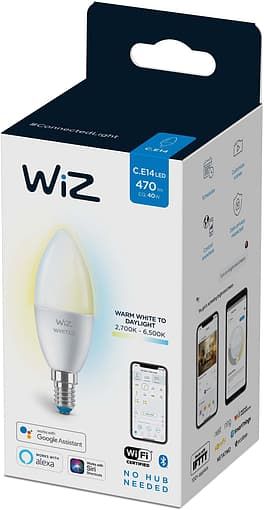 Лампа розумна WiZ, E14, 4.9W, 40W, 400Lm, C37, 2700-6500K, Wi-Fi
