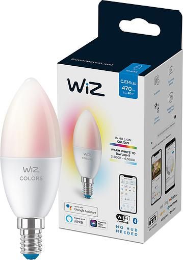 Лампа розумна WiZ, E14, 4.9W, 40W, 806Lm, C37, 2200-6500K, RGB, Wi-Fi