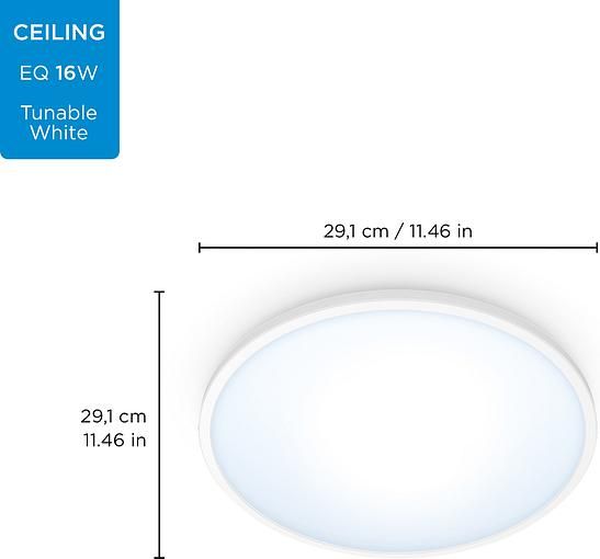 Світильник стельовий розумний WiZ SuperSlim Ceiling, 16W, 1500lm, 29,2см, 2700-6500K, Wi-Fi, білий