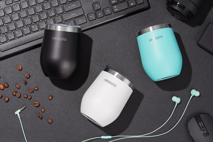 Термокухоль Ardesto Compact Mug 350 мл, голубий, нержавіюча сталь