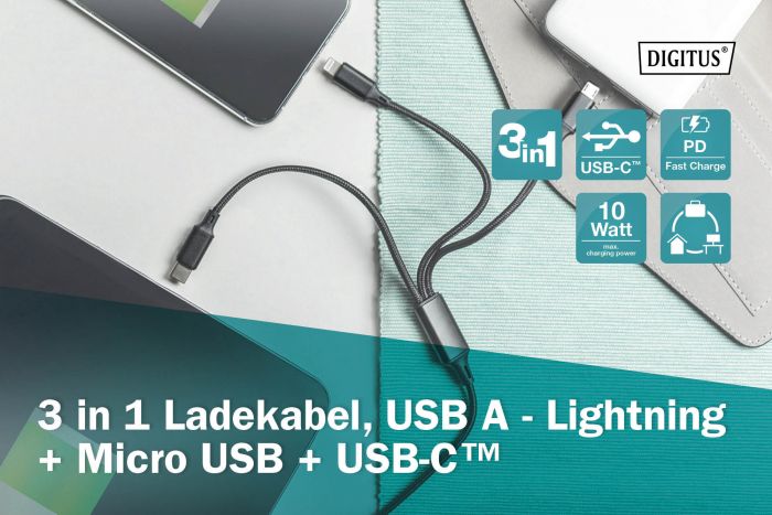 Кабель DIGITUS 3-in-1 Charger Cable