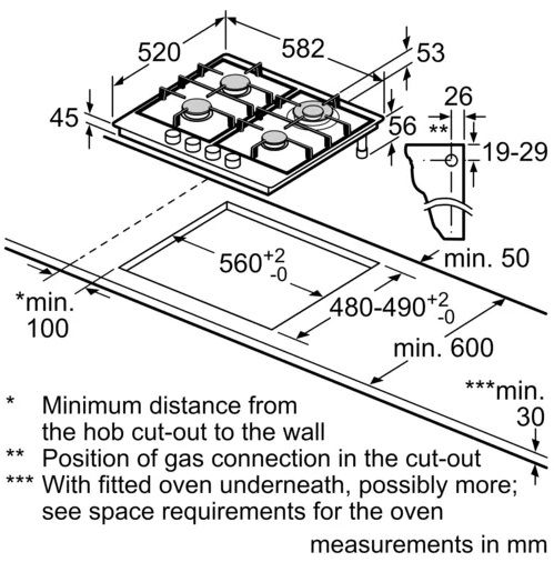 Варильна поверхня газова Bosch PGH6B5O93R -60см/чавун/газ-контроль/WOK/нерж