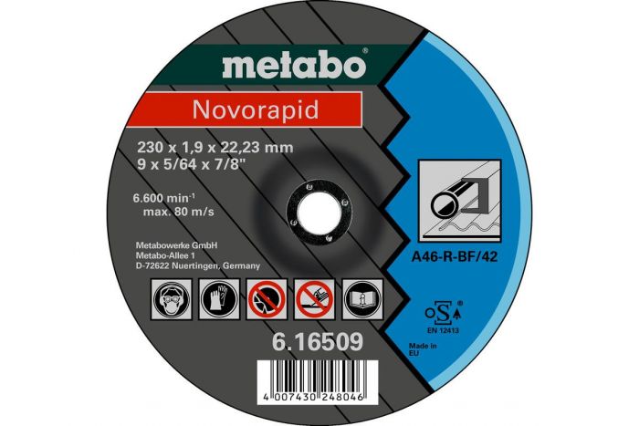 Диск відрізний Metabo Novorapid 230 x 1,9 x 22,23 мм, сталь, TF 42
