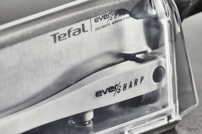 Кухонний ніж кухарський Tefal Eversharp, довжина леза 16,5 см, нерж.сталь, чохол-точилка