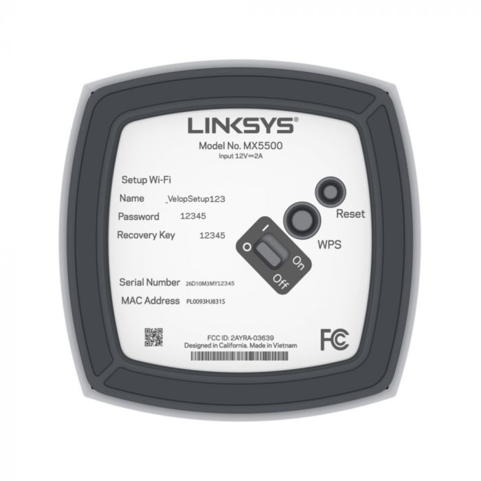 WiFi-система LINKSYS VELOP MX5502 Atlas Pro 6, WiFi 6, AX5400, MESH, 1xGE WAN, 3xGE LAN, BT, біл. кол. (2шт.)