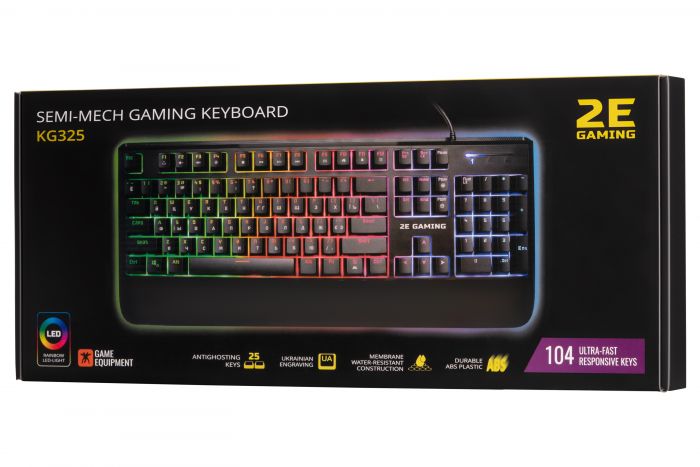 Клавіатура 2E GAMING KG325 LED USB Black UKR