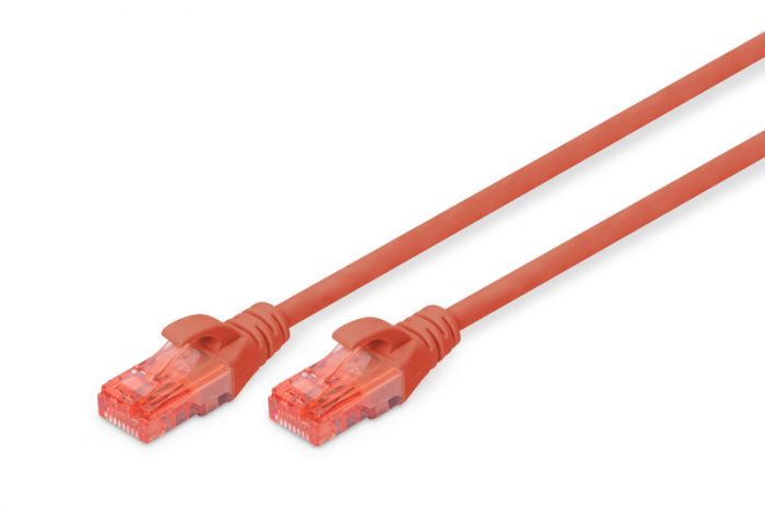 Патч-корд DIGITUS CAT 6 UTP, 0.25м, AWG 26/7, Cu, LSZH, червоний