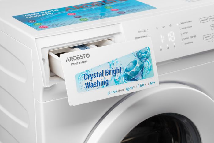 Пральна машина з фронт. завант. ARDESTO CrystalBright SWMG-6120W, 6кг, 1200, A++, 42см, Дисплей, Білий