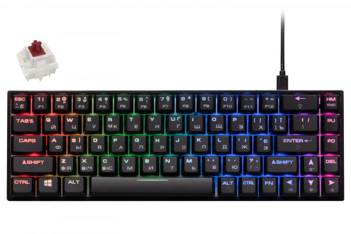 Клавіатура 2E GAMING KG380 RGB 68key Gateron Brown Switch BT/USB Black UKR