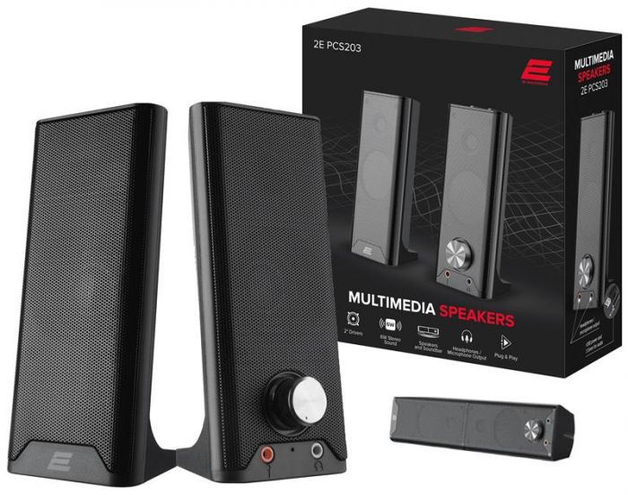 Акустична система 2E PCS203, 2.0, USB, Metal Black