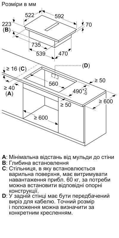 Варильна поверхня з витяжкою Bosch PIE611B15E - індукція/60см/4конф/чорний