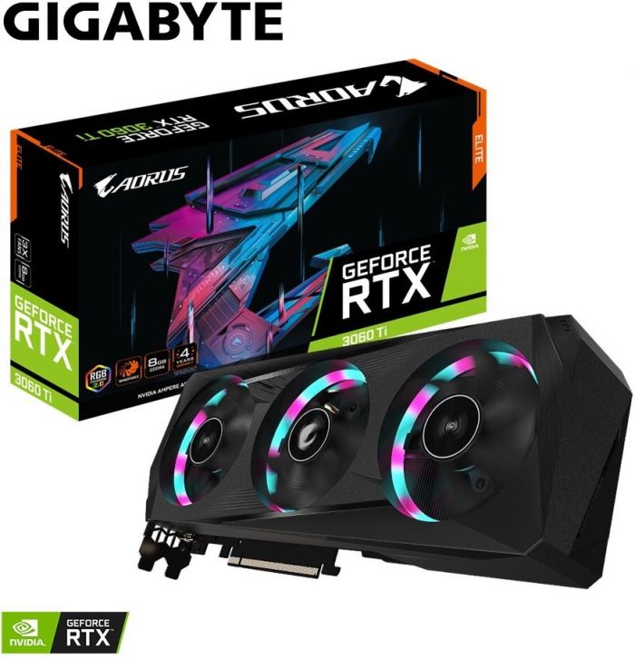 Відеокарта GIGABYTE GeForce RTX3060 Ti 8Gb GDDR6 AORUS ELITE LHR