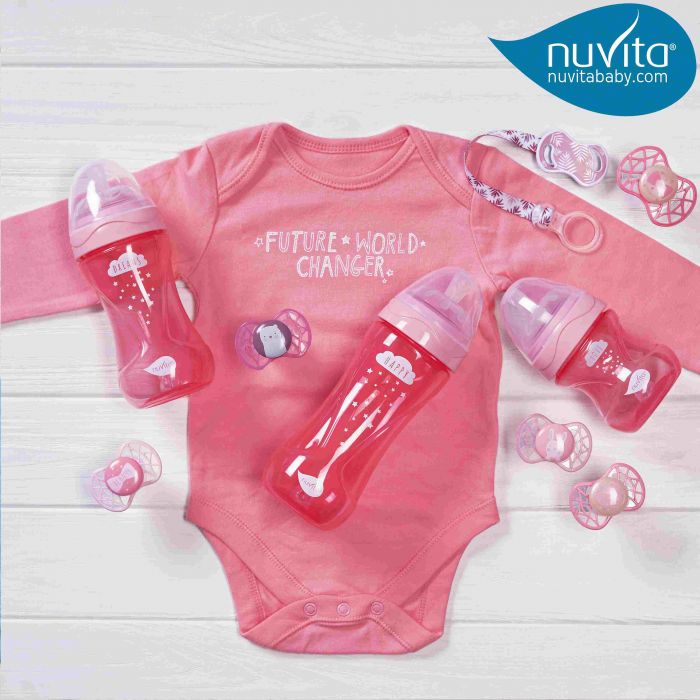 Дитяча Антиколікова пляшечка Nuvita NV6012 Mimic Cool 150мл рожева