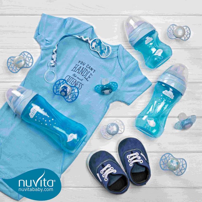 Дитяча Антиколікова пляшечка Nuvita NV6012 Mimic Cool 150мл блакитна