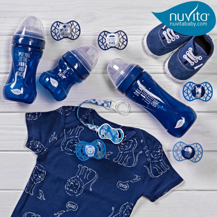 Дитяча Антиколікова пляшечка Nuvita NV6052 Mimic Cool 330мл темно-синя