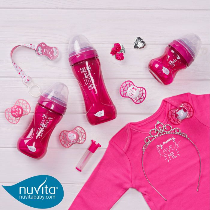 Пустушка ортодонтична Nuvita NV7084 Air55 Cool 6m+ "LITTLE GIRL" яскраво-рожева