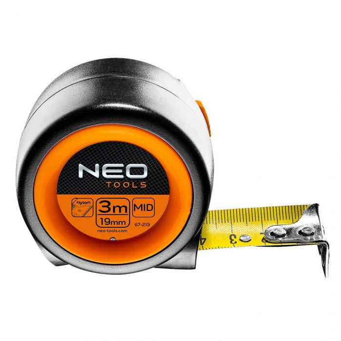 Рулетка NEO, компактна, сталева стрічка, 3 м x 25 мм, з фіксатором selflock, магніт