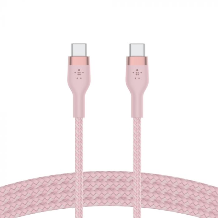 Кабель Belkin USB-С - USB-C плетений, силіконовий, з ремінцем на магніті, 1м, рожевий