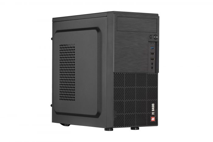 Корпус 2E BASIS (RD8603U-400) з БЖ 2EATX400,MiniT, Micro ATX,Mini ITX,2xUSB2.0,USB3.0,сталь з перфорацією(бічна панель),чорний