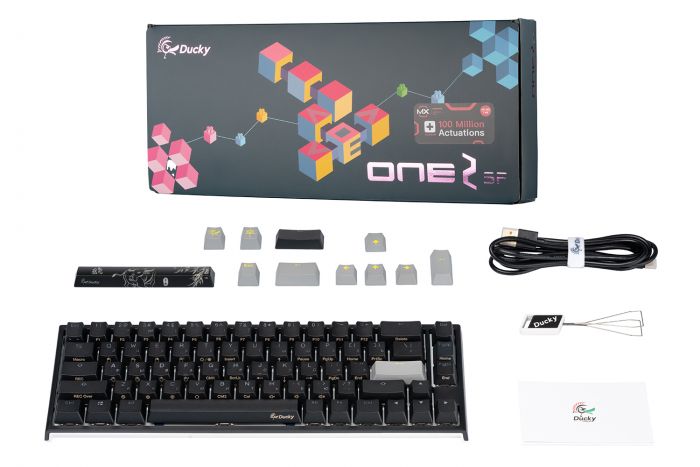 Клавіатура Ducky One 2 SF Cherry Silent Red RGB LED RU Black-White