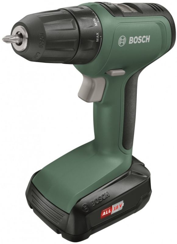 Шуруповерт-дриль Bosch UniversalDrill 18, 18В, 1.5Ач, 24Нм, 440/1450 об/хв, ЗП, 1.2кг, кейс