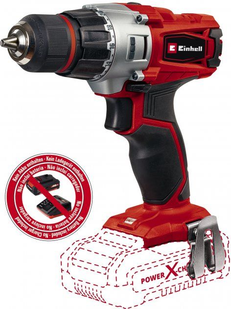 Шуруповерт-дриль Einhell TE-CD 18/2 Li-Solo, PXC, акум., ШЗП, 44Нм, 350/1250 об/хв, 1.01кг, (без АКБ та ЗП)