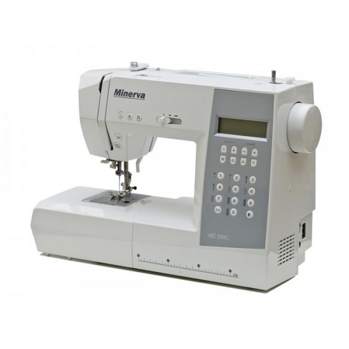 Швейна машина MINERVA MC250С комп'ют., 70 Вт, 197 швейних операцій, петля автомат,  білий/сірий