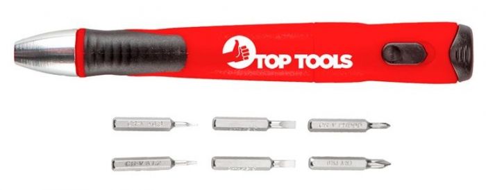 Викрутка Top Tools, прецизійна, бітотримач 1/4", 6 біт