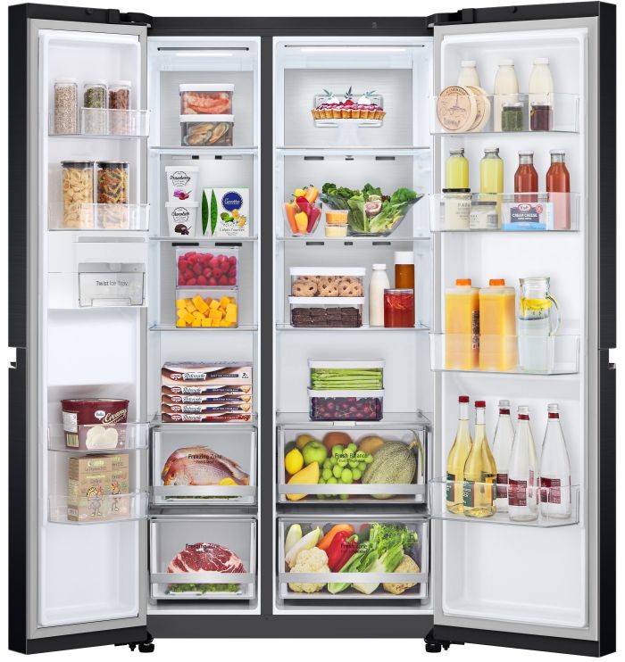 Холодильник SBS LG GC-B257SBZV, 179х74х91см, 2 дв., Холод.відд. - 414л, Мороз. відд. - 233л, A+, NF, Інв., Зона свіжості, Внутрішн. дисплей, Матовий чорний