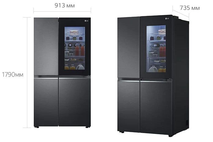Холодильник SBS LG GC-Q257CBFC, 179х74х91см, 2 дв., Холод.відд. - 414л, Мороз. відд. - 233л, A+, NF, Лінійний , Зона свіжості, Door in door, Матовий чорний