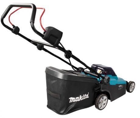 Газонокосарка Makita DLM382CM2, акумуляторна, 2х18В, 270-540 м2, 40 л, 25 - 75 мм (6 позицій), 14.5 кг, SOLO