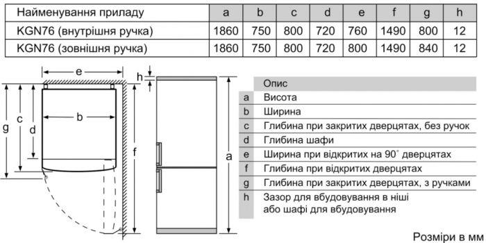 Холод. з нижн. мороз. кам. Bosch KGN86HI306, 186х81х86см, 2 дв., Холод. від. - 479л, Мороз. від. - 140л, A++, NF, Нерж