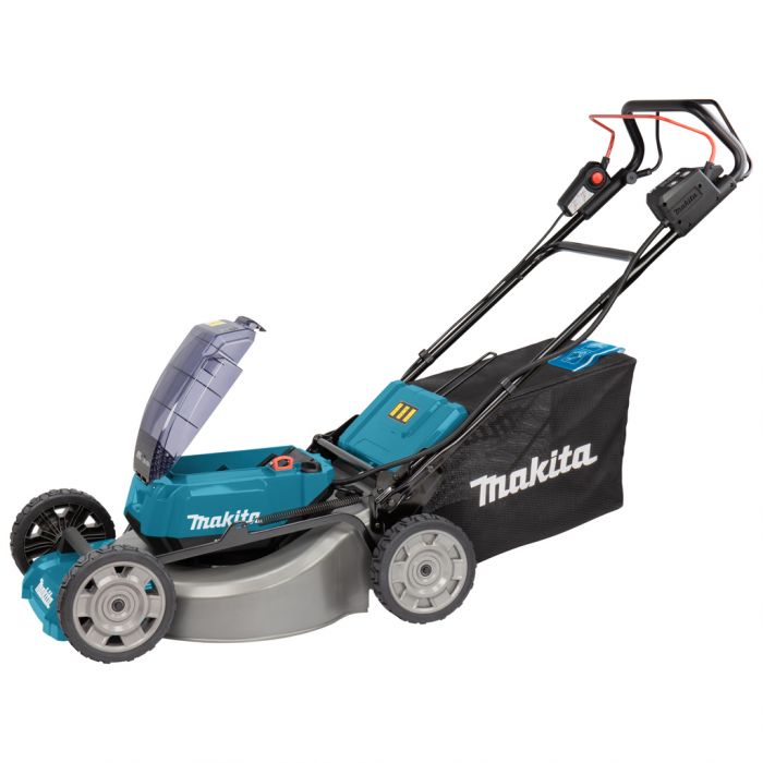 Газонокосарка Makita DLM532PT4 акумуляторна + Ламзаки, 18+18В, 4х5Ач, площа: 2000м2, 20-100 мм (8 позицій), 70л, 39 кг