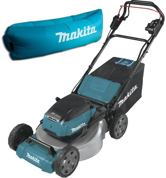 Газонокосарка Makita DLM532PT4 акумуляторна + Ламзаки, 18+18В, 4х5Ач, площа: 2000м2, 20-100 мм (8 позицій), 70л, 39 кг