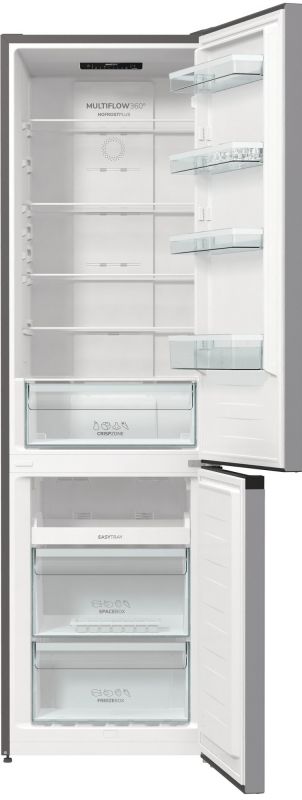 Холодильник з нижн. мороз. камерою Gorenje NRK6202EXL4 200х60х60см, 2 двері, 235( 96)л, А++, NoFrost+ , Зона св-ті, нержав