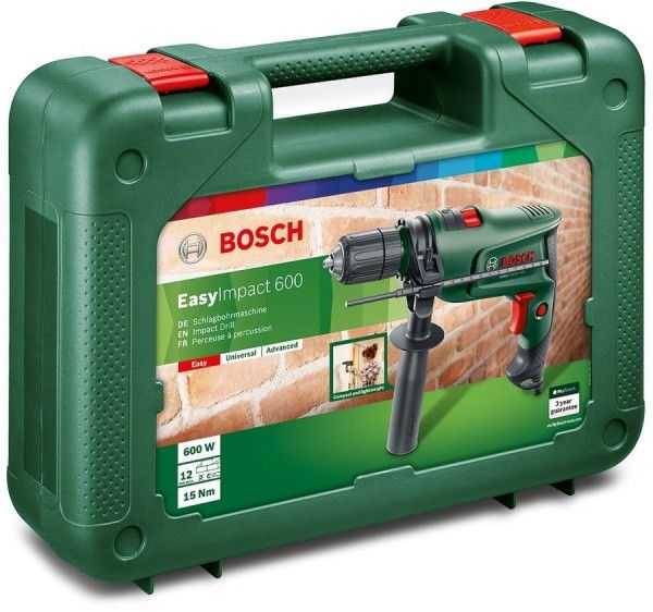 Дриль ударний Bosch EasyImpact 600, 600Вт, ШЗП, 3000 об/хв, 1.7 кг, кейс