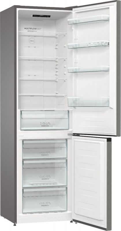 Холодильник з нижн. мороз. камерою Gorenje NRK6202EXL4 200х60х60см, 2 двері, 235( 96)л, А++, NoFrost+ , Зона св-ті, нержав