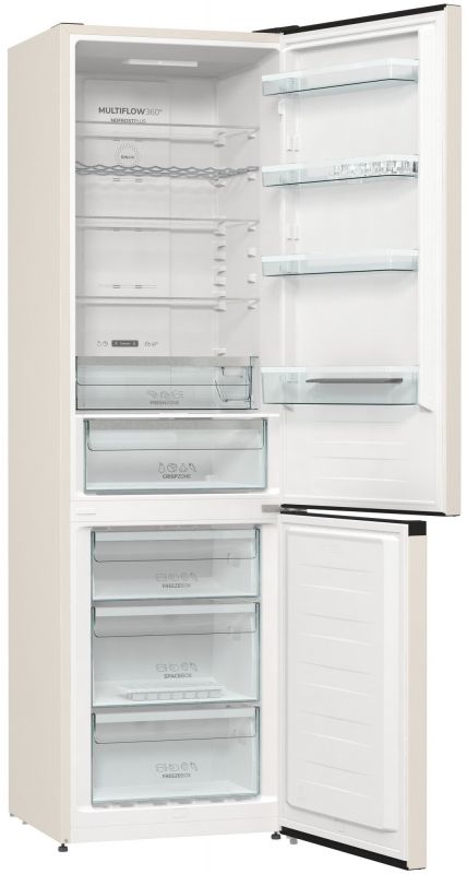 Холодильник з нижн. мороз. камерою Gorenje NRK6202EXL4 200х60х60см, 2 двері, 235( 96)л, А++, NoFrost+ , Зона св-ті, нержав