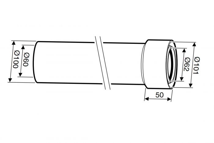 Подовжувач коаксіальний Bosch AZ 391, довжина 750 мм, діаметр 60/100 мм