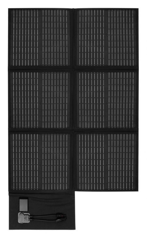 Портативний зарядний пристрій сонячна панель Neo Tools, 120Вт, регулятор напруги, USB-C та 2xUSB, 1316x762x15 мм, IP64, кабель 5 м, затискачі "крокодил" 30см, сумка, 3.5кг