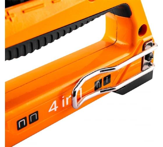 Степлер Neo Tools, алюмінієвий, 4 в 1, 6-14 мм, тип скоб J, G, L, E, регулювання забивання скоб