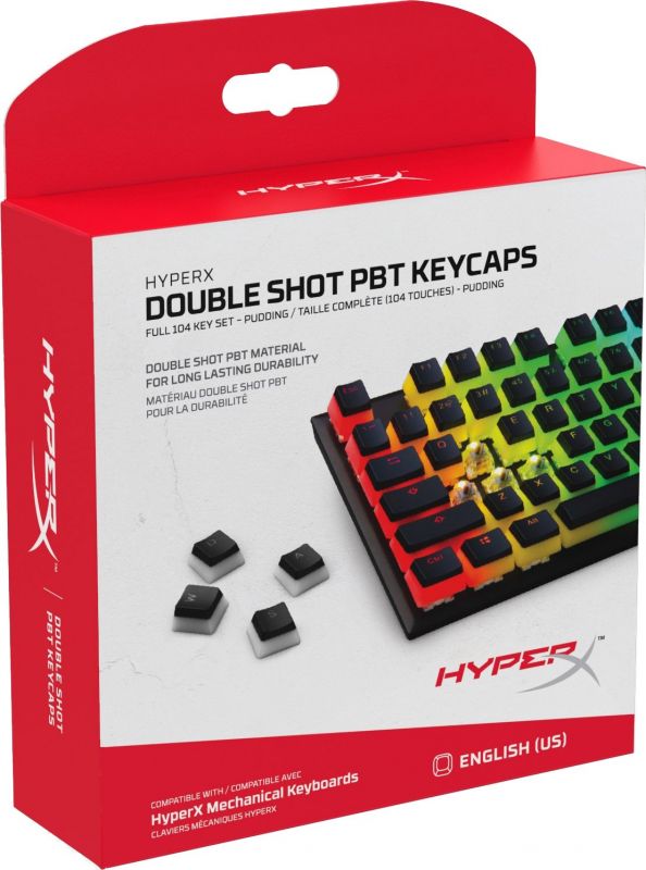 Набір кейкапів для клавіатури HyperX Pudding ABS 104 шт. білий/чорний